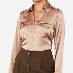 Express, Slim Fit Satin, Military Portofino Shirt